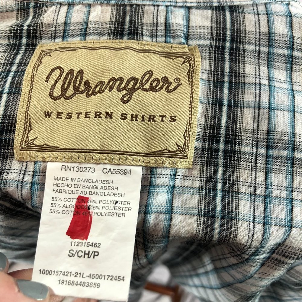 🛍️🛍️SOLD Men's Wrangler pearl snap western shirt sz small - Picture 6 of 6